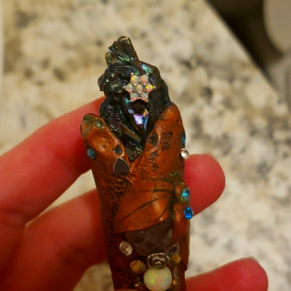 OPAL AMETHYST TITANIUM DRUZY AMULET CRYSTAL LEATHER NECKLACE HANDMADE☆OOAK BOHO - Picture 17 of 17